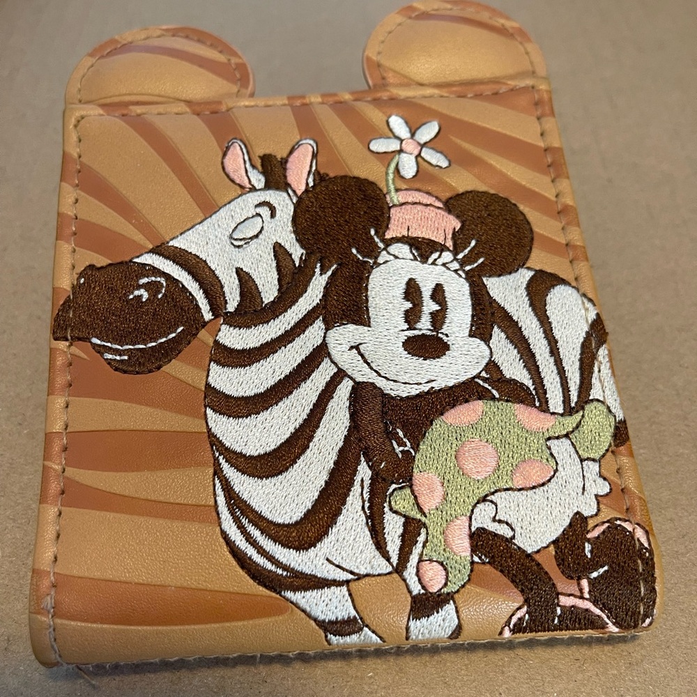 Minnie Mouse Zebra Print Card Holder - Tan & Brown